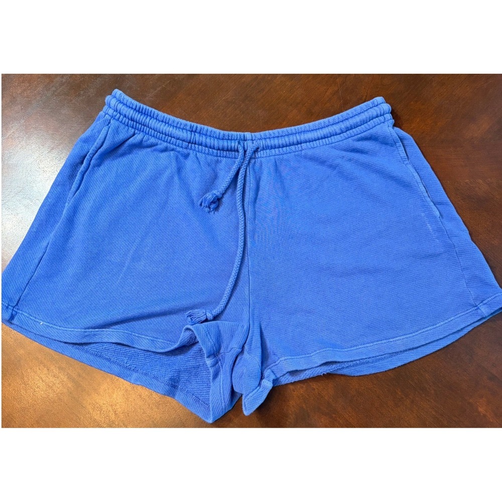 Blue Cotton Shorts‎ Drawstring Athletic Casual